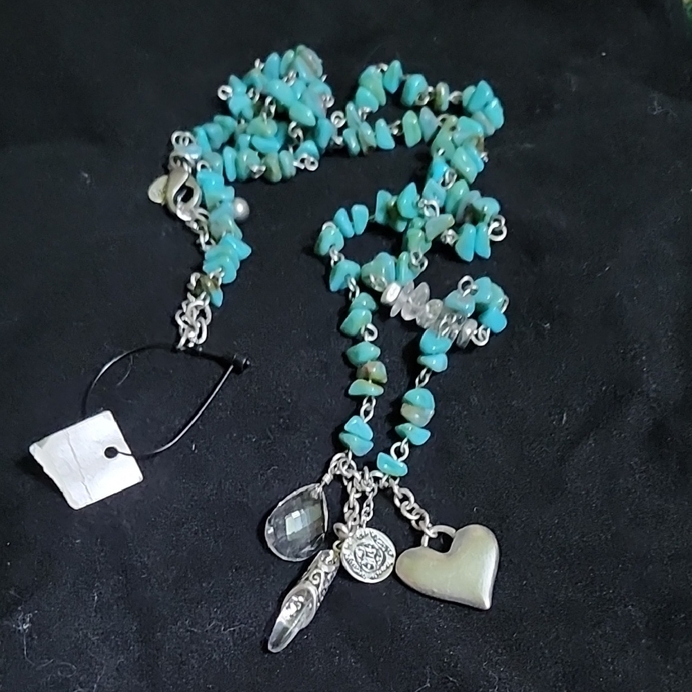 Elegant Celtic Viking Turquoise and Silver Charm Necklace
